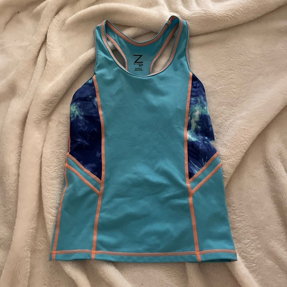 Blue athletic tank top